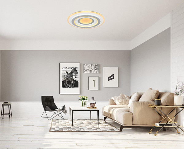 Globo LED Deckenleuchte Sabatino 46W dimmbar Fernbedienung CCT warm-/tageslichtweiss Weiß anthrazit Metall Ø50cm