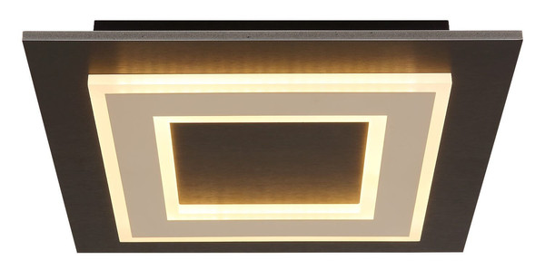 Globo LED Deckenleuchte Jayden 24W warmweiss Schwarz matt dunkelbraun gebürstet Metall MDF 32x32cm
