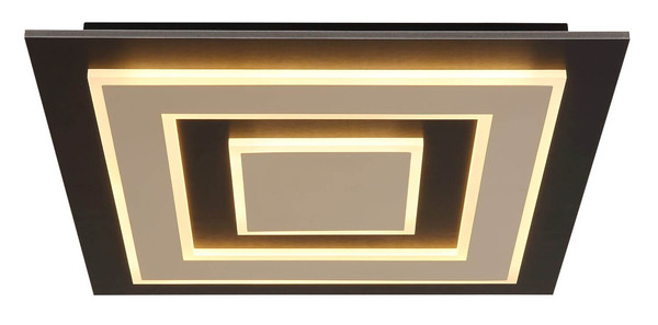 Globo LED Deckenleuchte Jayden 40W warmweiss Schwarz matt dunkelbraun gebürstet Metall MDF 48x48cm