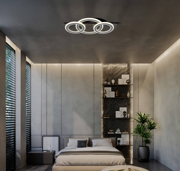 Globo Jayden LED Deckenleuchte 40W CCT Schwarz Matt, Metall Fernbedienung Memoryfunktion 8cm 48034-40RGB