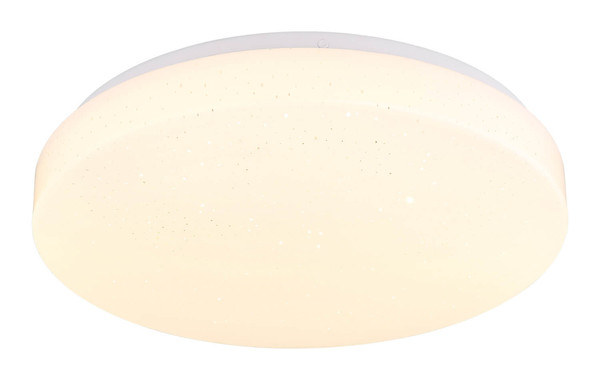 Globo Warata LED Deckenleuchte 12W Warmweiß Weiß Matt, Metall Fernbedienung Nachtlicht Sparkle-Dekor Memoryfunktion Ø33cm 48037RGB