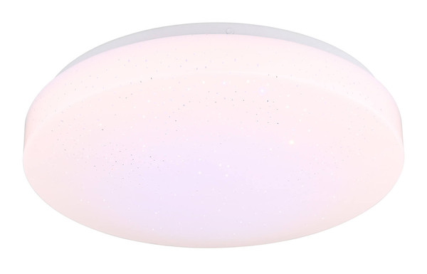 Globo Warata LED Deckenleuchte 12W Warmweiß Weiß Matt, Metall Fernbedienung Nachtlicht Sparkle-Dekor Memoryfunktion Ø33cm 48037RGB