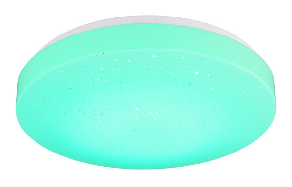 Globo Warata LED Deckenleuchte 12W Warmweiß Weiß Matt, Metall Fernbedienung Nachtlicht Sparkle-Dekor Memoryfunktion Ø33cm 48037RGB