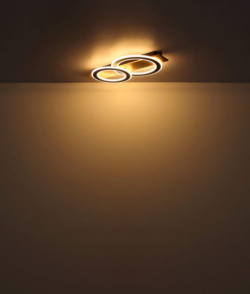 Globo LED Deckenleuchte Jayden 40W warmweiss Holzoptik dunkel schwarz matt Metall 63x35cm