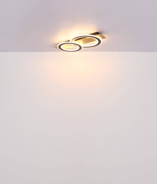 Globo LED Deckenleuchte Jayden 40W warmweiss Holzoptik dunkel schwarz matt Metall 63x35cm
