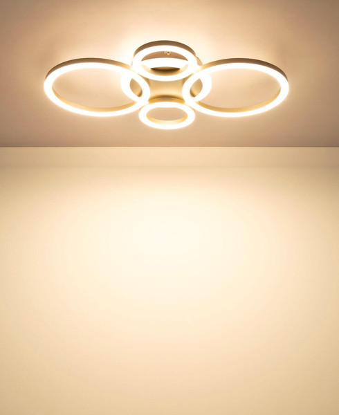 Globo LED Deckenleuchte Loretta 40W CCT warm-/neutral-/tageslichtweiss Kaffeefarben matt champagnerfarben matt Metall 53x35,5cm