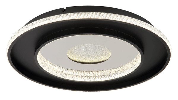 Globo LED Deckenleuchte Marsh 30W dimmbar Fernbedienung CCT warm-/tageslichtweiss Schwarz matt klar Metall Kunststoffkristalle Ø52,5cm