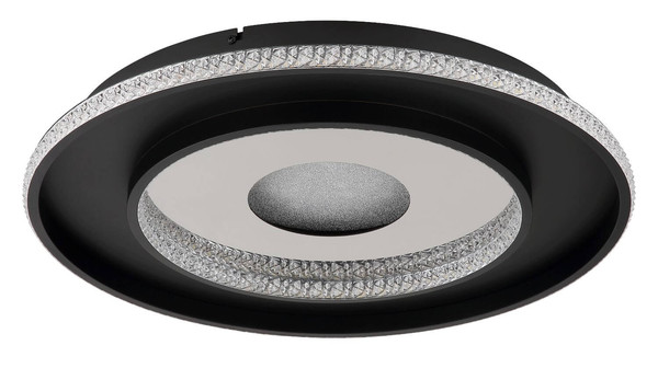 Globo LED Deckenleuchte Marsh 30W dimmbar Fernbedienung CCT warm-/tageslichtweiss Schwarz matt klar Metall Kunststoffkristalle Ø52,5cm