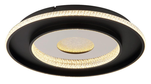 Globo LED Deckenleuchte Marsh 30W dimmbar Fernbedienung CCT warm-/tageslichtweiss Schwarz matt klar Metall Kunststoffkristalle Ø52,5cm