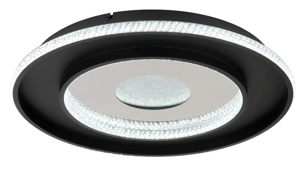 Globo LED Deckenleuchte Marsh 30W dimmbar Fernbedienung CCT warm-/tageslichtweiss Schwarz matt klar Metall Kunststoffkristalle Ø52,5cm