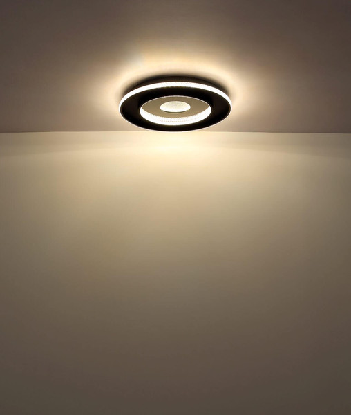 Globo LED Deckenleuchte Marsh 30W dimmbar Fernbedienung CCT warm-/tageslichtweiss Schwarz matt klar Metall Kunststoffkristalle Ø52,5cm