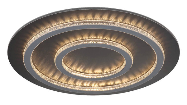 Globo LED Deckenleuchte Jayden 60W dimmbar Fernbedienung CCT warm-/tageslichtweiss Schwarz matt klar Metall Kunststoffkristalle Ø55cm