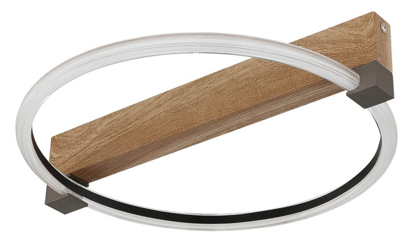 Globo LED Deckenleuchte Fletcher 15W warmweiss Holzoptik dunkel Metall 41x38cm