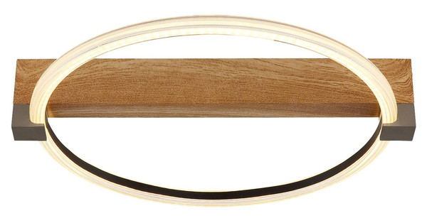 Globo LED Deckenleuchte Fletcher 15W warmweiss Holzoptik dunkel Metall 41x38cm