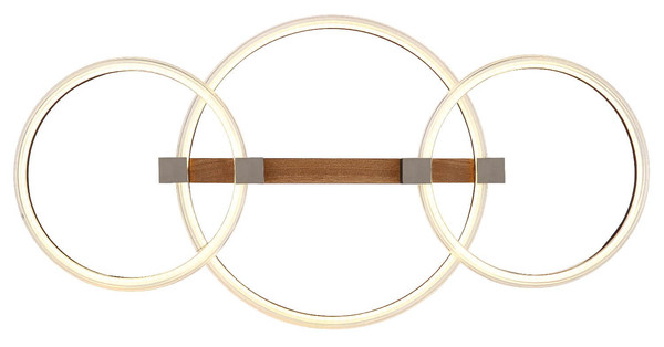 Globo LED Deckenleuchte Fletcher 40W warmweiss Holzoptik dunkel Metall 76x38cm