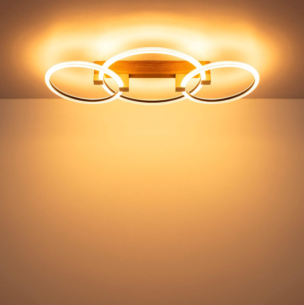 Globo LED Deckenleuchte Fletcher 40W warmweiss Holzoptik dunkel Metall 76x38cm