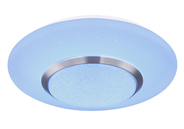 Globo Candida LED Deckenleuchte 18W Warmweiß Weiß, Metall Fernbedienung Nachtlicht Sparkle-Dekor Memoryfunktion Ø34cm 48311-18RGB