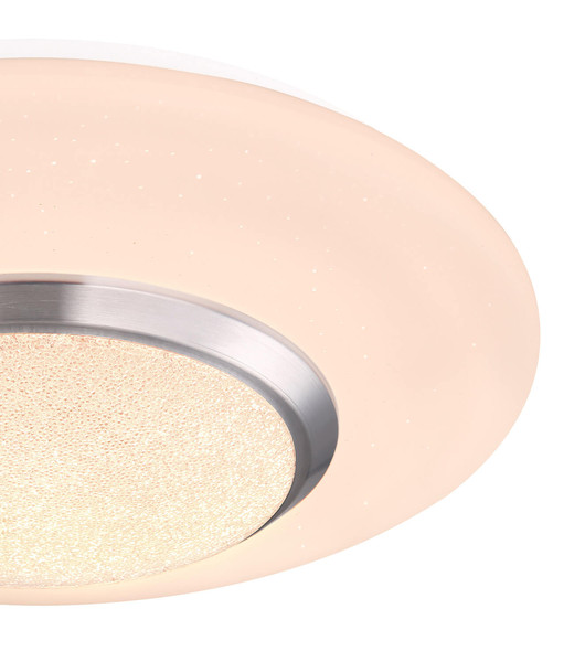 Globo Candida LED Deckenleuchte 18W Warmweiß Weiß, Metall Fernbedienung Nachtlicht Sparkle-Dekor Memoryfunktion Ø34cm 48311-18RGB