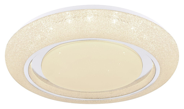 Globo LED Deckenleuchte Rada 28W dimmbar Fernbedienung CCT warm-/tageslichtweiss Weiß opal sparkle Metall Ø48cm