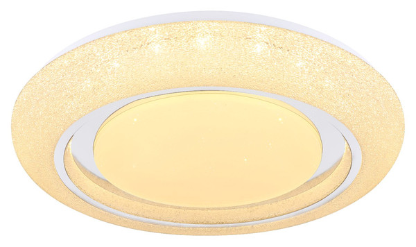 Globo LED Deckenleuchte Rada 28W dimmbar Fernbedienung CCT warm-/tageslichtweiss Weiß opal sparkle Metall Ø48cm