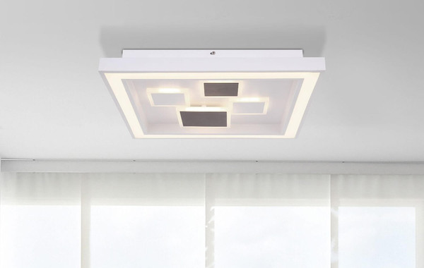 Globo LED Deckenleuchte Nolo 50W dimmbar Fernbedienung CCT warm-/tageslichtweiss Weiß Metall 48x48cm