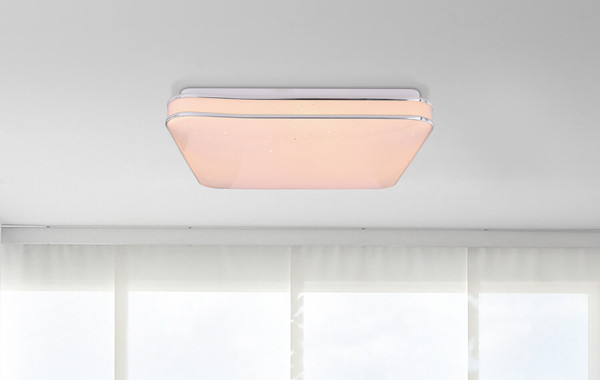 Globo Lassy LED Deckenleuchte 24W Warmweiß Weiß, Metall Sparkle-Dekor 7,3cm 48406-24