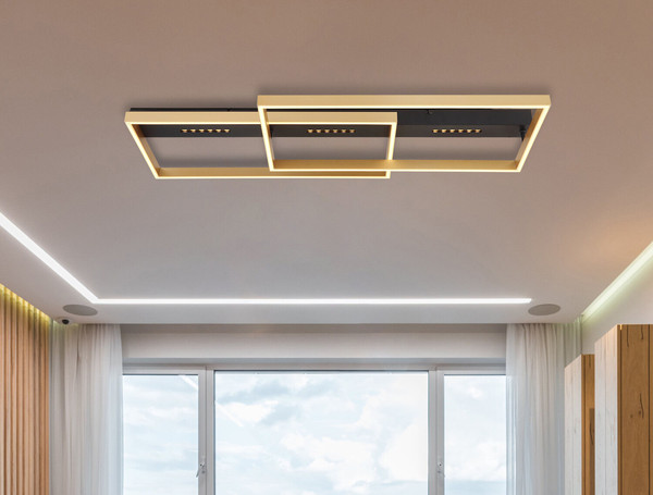 Globo Luffy LED Deckenleuchte 54W Warmweiß Schwarz Matt, Metall Memoryfunktion 10,2cm 48461-54