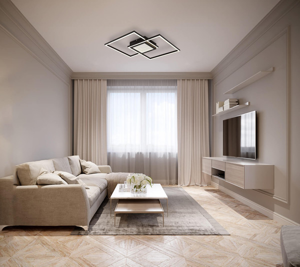 Globo Saunders LED Deckenleuchte 32W CCT Schwarz Matt, Metall Fernbedienung Nachtlicht Memoryfunktion 5cm 48468-32