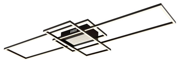 Globo LED Deckenleuchte Saunders 60W dimmbar Fernbedienung CCT warm-/tageslichtweiss Schwarz matt Metall Aluminium 111x42cm