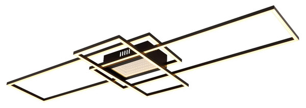 Globo LED Deckenleuchte Saunders 60W dimmbar Fernbedienung CCT warm-/tageslichtweiss Schwarz matt Metall Aluminium 111x42cm