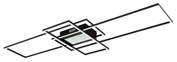Globo LED Deckenleuchte Saunders 60W dimmbar Fernbedienung CCT warm-/tageslichtweiss Schwarz matt Metall Aluminium 111x42cm