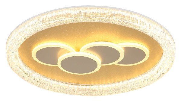 Globo LED Deckenleuchte Loraine 40W warmweiss Weiß matt klar Kristall Effekt Metall Ø49,5cm