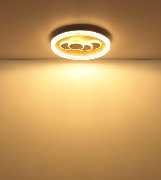 Globo LED Deckenleuchte Loraine 40W warmweiss Weiß matt klar Kristall Effekt Metall Ø49,5cm