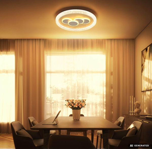 Globo LED Deckenleuchte Loraine 40W warmweiss Weiß matt klar Kristall Effekt Metall Ø49,5cm