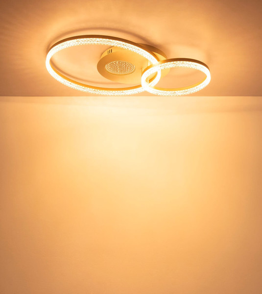 Globo LED Deckenleuchte Sanford 30W warmweiss Sandfarben matt cappuccinofarben matt Metall 70x50cm