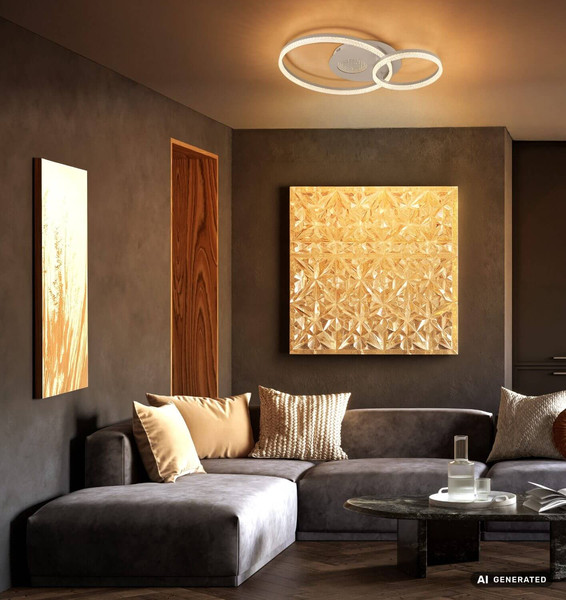 Globo LED Deckenleuchte Sanford 30W warmweiss Sandfarben matt cappuccinofarben matt Metall 70x50cm