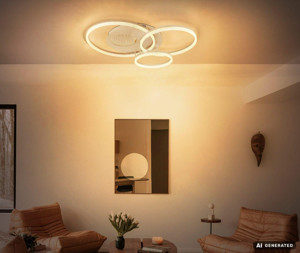 Globo LED Deckenleuchte Sanford 40W warmweiss Sandfarben matt cappuccinofarben matt Metall 78x60cm