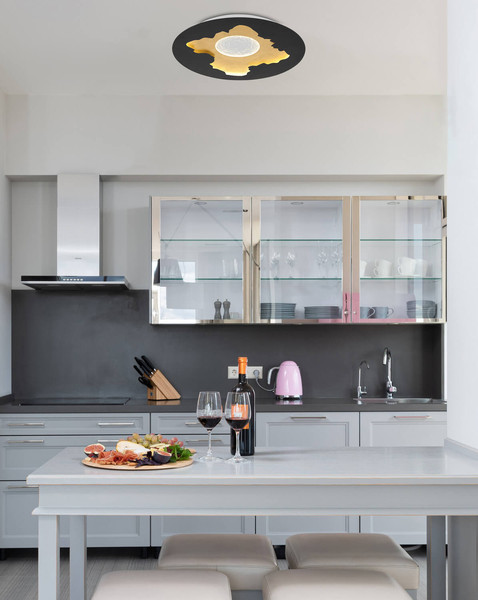 Globo Obscura LED Deckenleuchte 40W Neutralweiß Schwarz Matt, Metall Memoryfunktion Ø45cm 48485