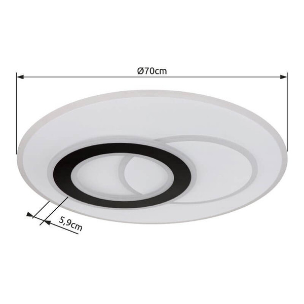 Globo LED Deckenleuchte Jacques 60W dimmbar Fernbedienung CCT warm-/tageslichtweiss Weiß matt Metall Ø70cm
