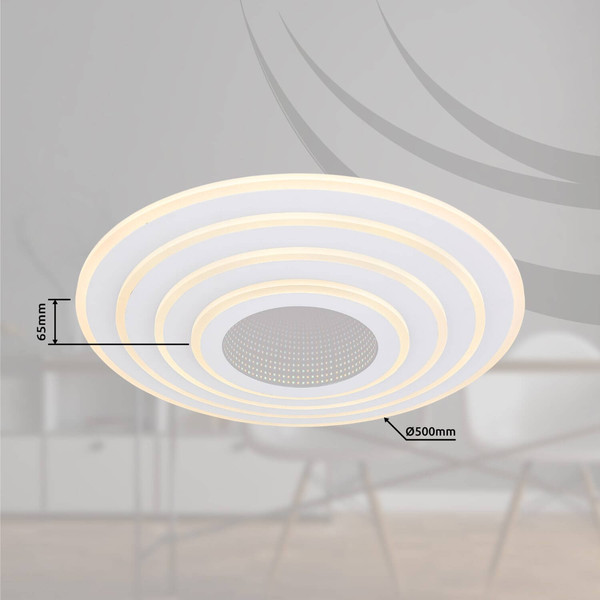 Globo LED Deckenleuchte Jocelyn 50W dimmbar Fernbedienung CCT warm-/tageslichtweiss Weiß Metall Ø50cm
