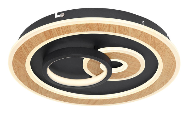 Globo Chessy LED Deckenleuchte 40W CCT Schwarz Matt, Metall Fernbedienung Nachtlicht Memoryfunktion 6,5cm 48551-40SH