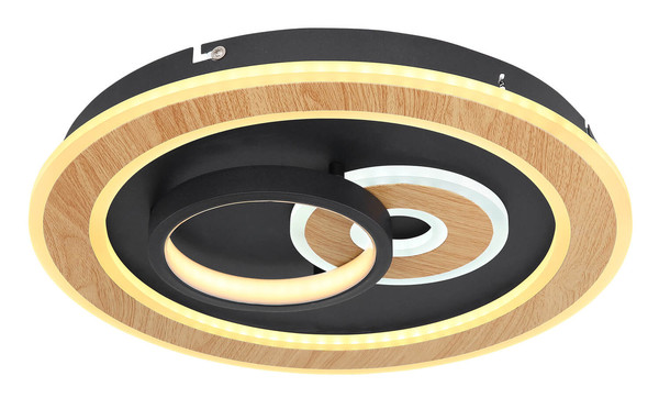 Globo Chessy LED Deckenleuchte 40W CCT Schwarz Matt, Metall Fernbedienung Nachtlicht Memoryfunktion 6,5cm 48551-40SH