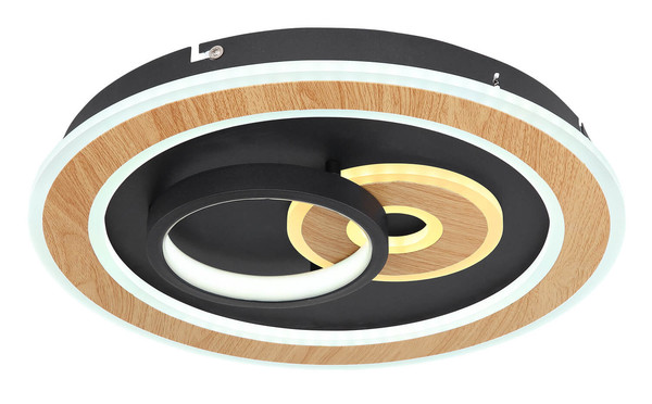 Globo Chessy LED Deckenleuchte 40W CCT Schwarz Matt, Metall Fernbedienung Nachtlicht Memoryfunktion 6,5cm 48551-40SH