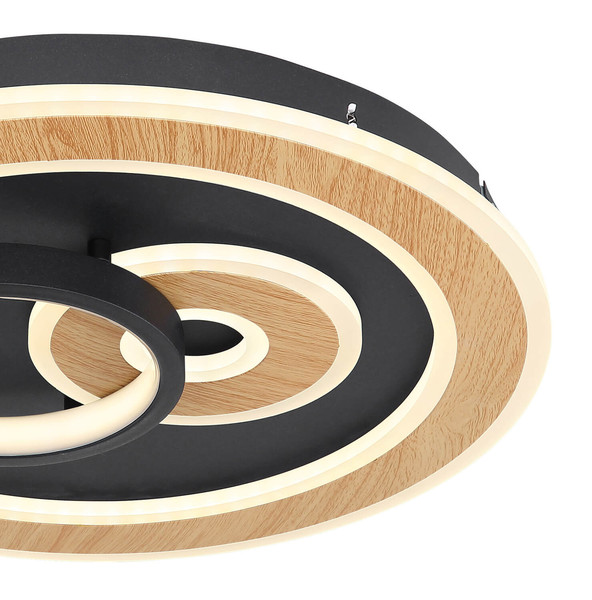 Globo Chessy LED Deckenleuchte 40W CCT Schwarz Matt, Metall Fernbedienung Nachtlicht Memoryfunktion 6,5cm 48551-40SH