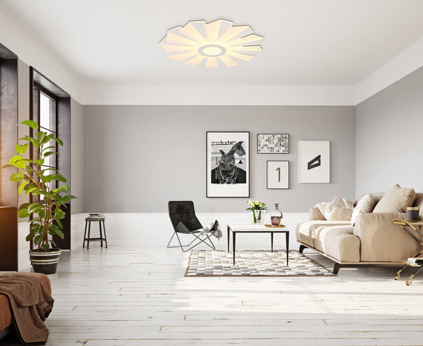 Globo Alwina LED Deckenleuchte 58W CCT Weiß Matt, Metall Fernbedienung Nachtlicht Memoryfunktion Ø50cm 48559-58