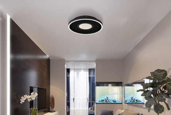 Globo Emory LED Deckenleuchte 40W Warmweiß Schwarz Matt, Metall Memoryfunktion Ø39,7cm 48561-40