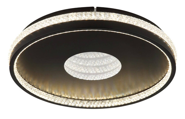 Globo LED Deckenleuchte Shirley 30W dimmbar Fernbedienung CCT warm-/tageslichtweiss Schwarz matt klar Metall Kunststoffkristalle Ø41cm