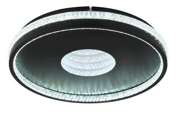 Globo LED Deckenleuchte Shirley 30W dimmbar Fernbedienung CCT warm-/tageslichtweiss Schwarz matt klar Metall Kunststoffkristalle Ø41cm