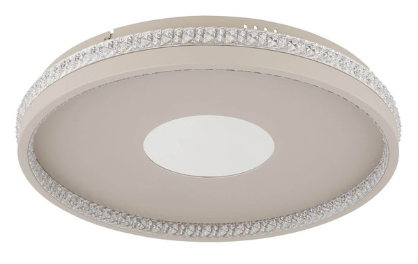 Globo LED Deckenleuchte Shirley 30W dimmbar Fernbedienung CCT warm-/tageslichtweiss Sandfarben matt klar Metall Kunststoffkristalle Ø41cm
