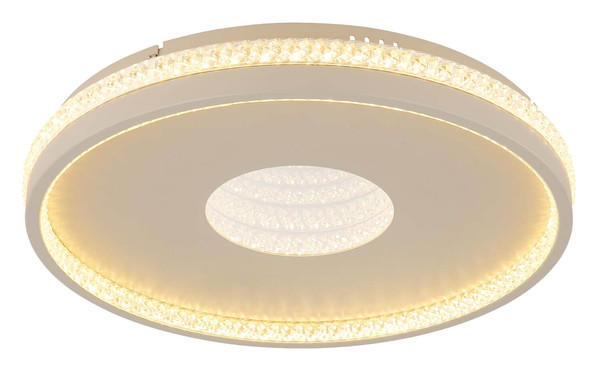 Globo LED Deckenleuchte Shirley 30W dimmbar Fernbedienung CCT warm-/tageslichtweiss Sandfarben matt klar Metall Kunststoffkristalle Ø41cm